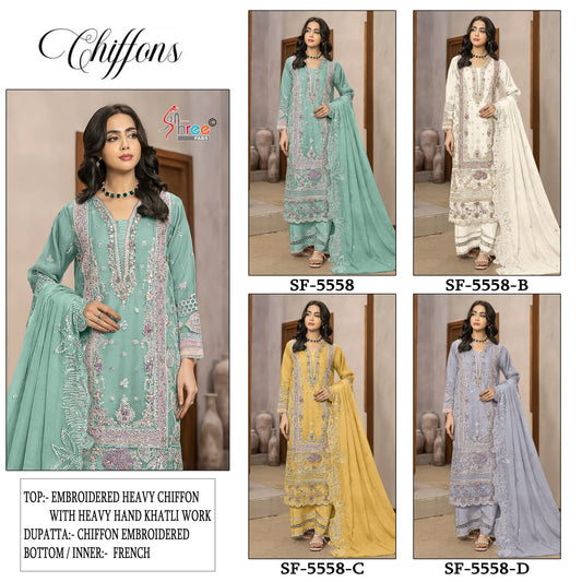 Sf 5558 Shree Fabs Chiffon Pakistani Salwar Suits Exporter Gujarat