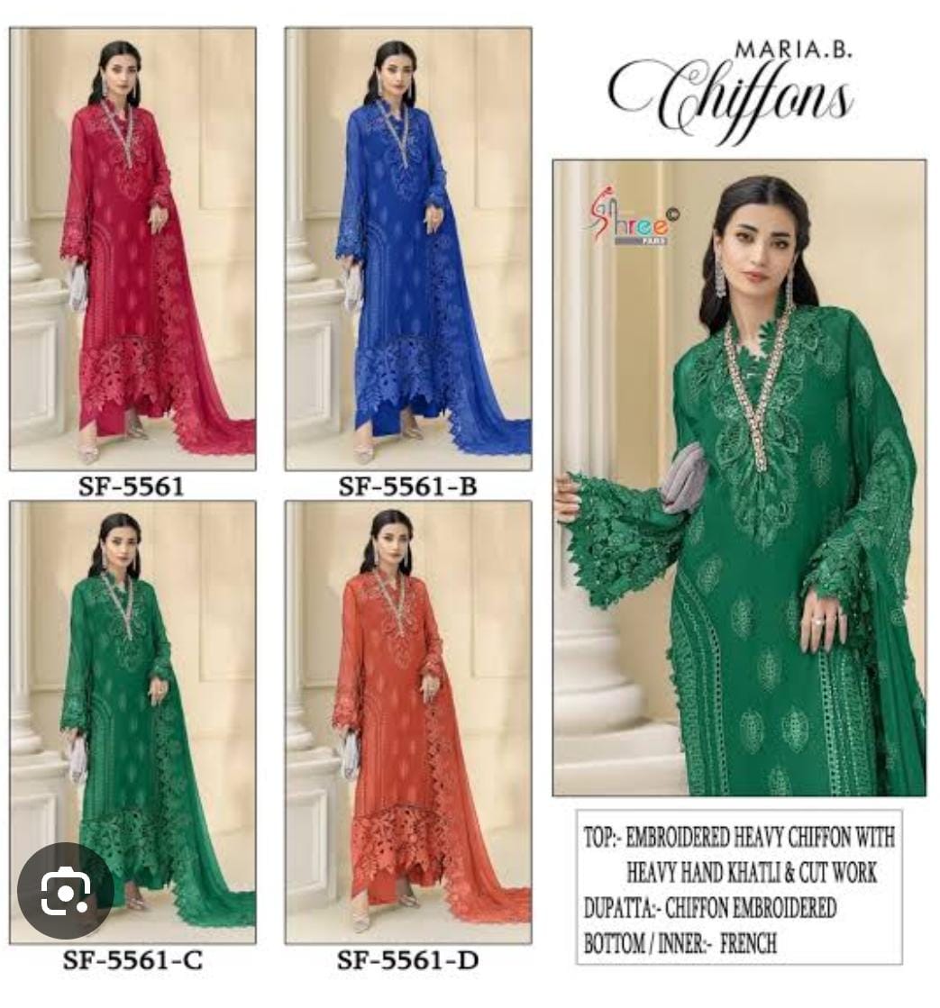 Sf 5561 Abcd Shree Fabs Chiffon Pakistani Salwar Suits Manufacturer India