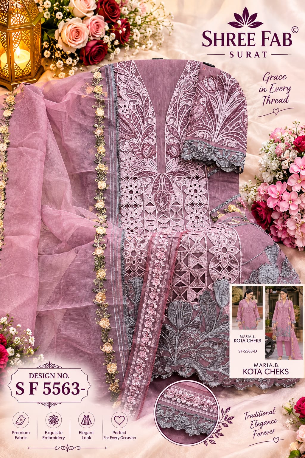 Sf 5563 Shree Fabs Kota Checks Pakistani Salwar Suits Exporter India