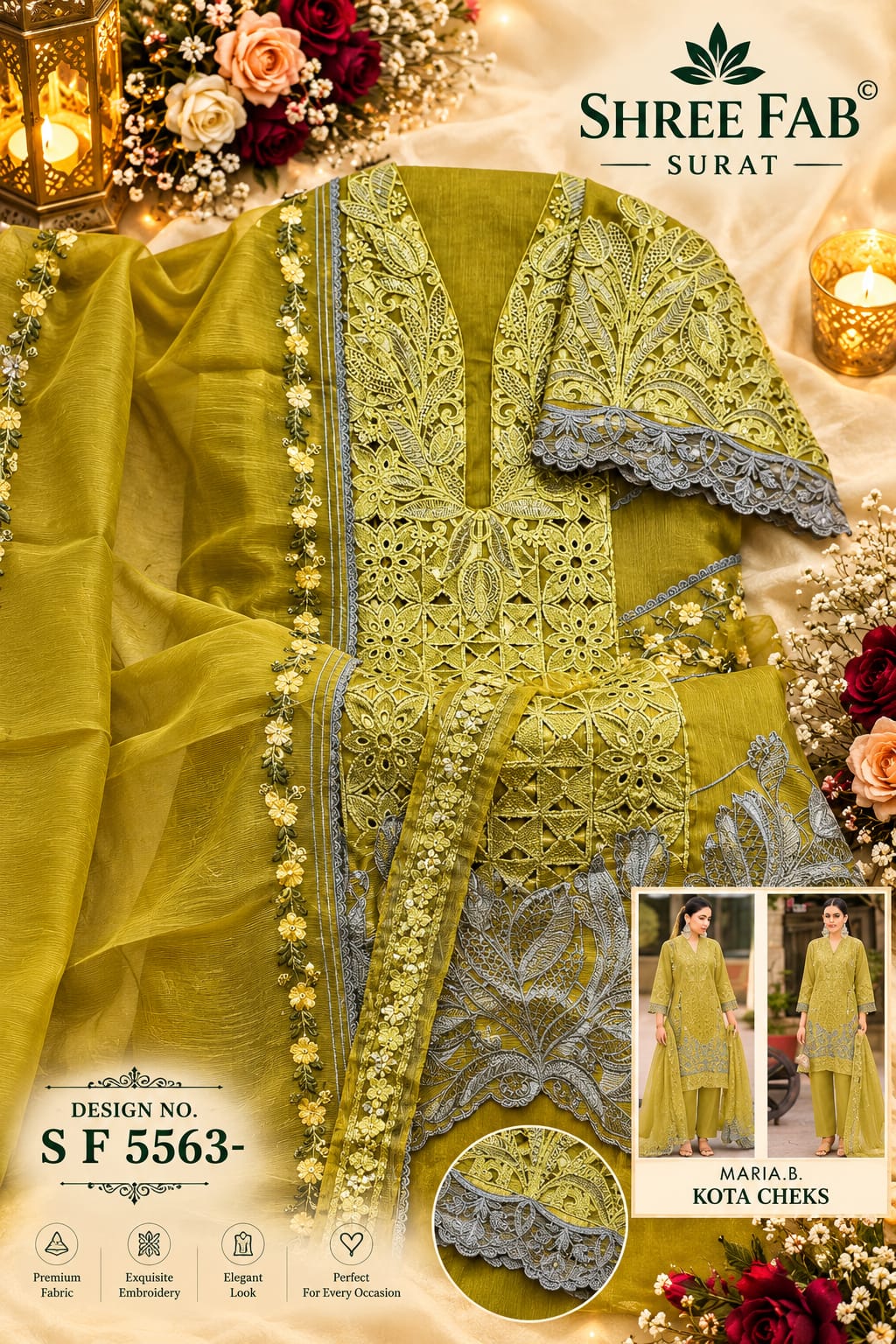 Sf 5563 Shree Fabs Kota Checks Pakistani Salwar Suits Exporter India