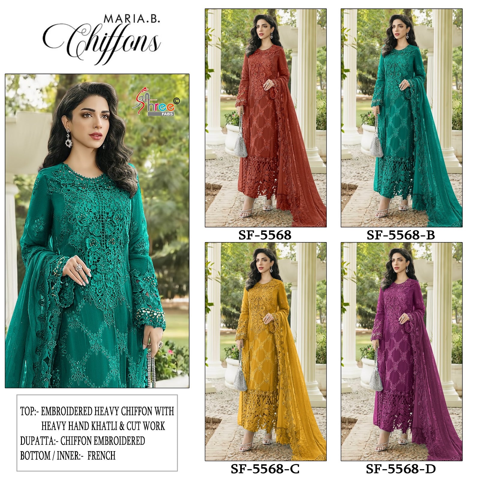 Sf 5568 Shree Fabs Chiffon Pakistani Salwar Suits Wholesale Price