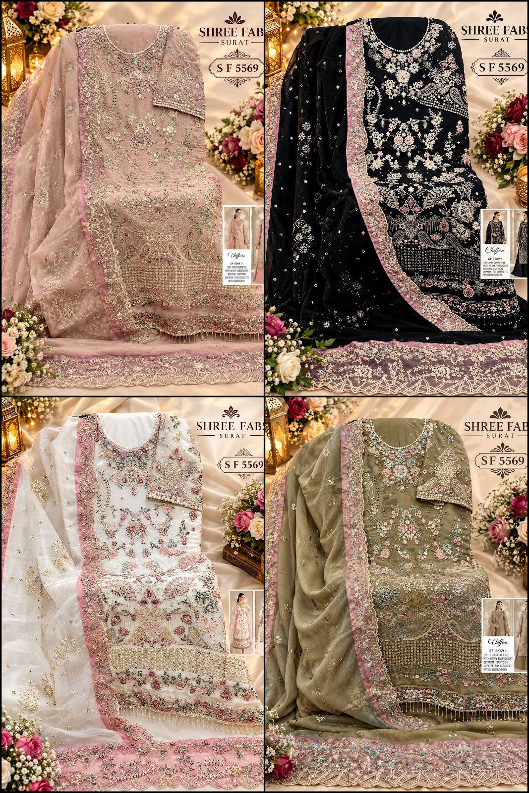 Sf 5569 Efgh Shree Fabs Chiffon Pakistani Salwar Suits Supplier India