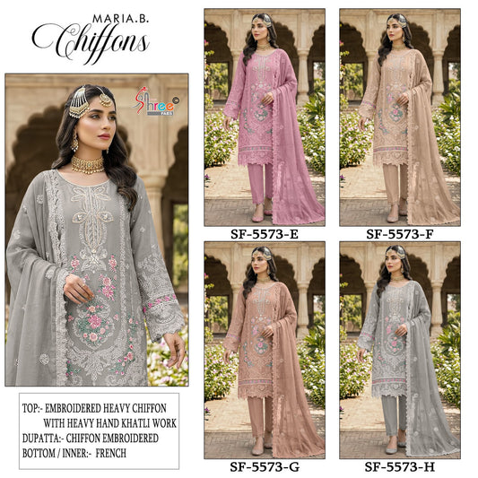 Sf 5573 Efgh Shree Fabs Chiffon Pakistani Salwar Suits Wholesale Rate
