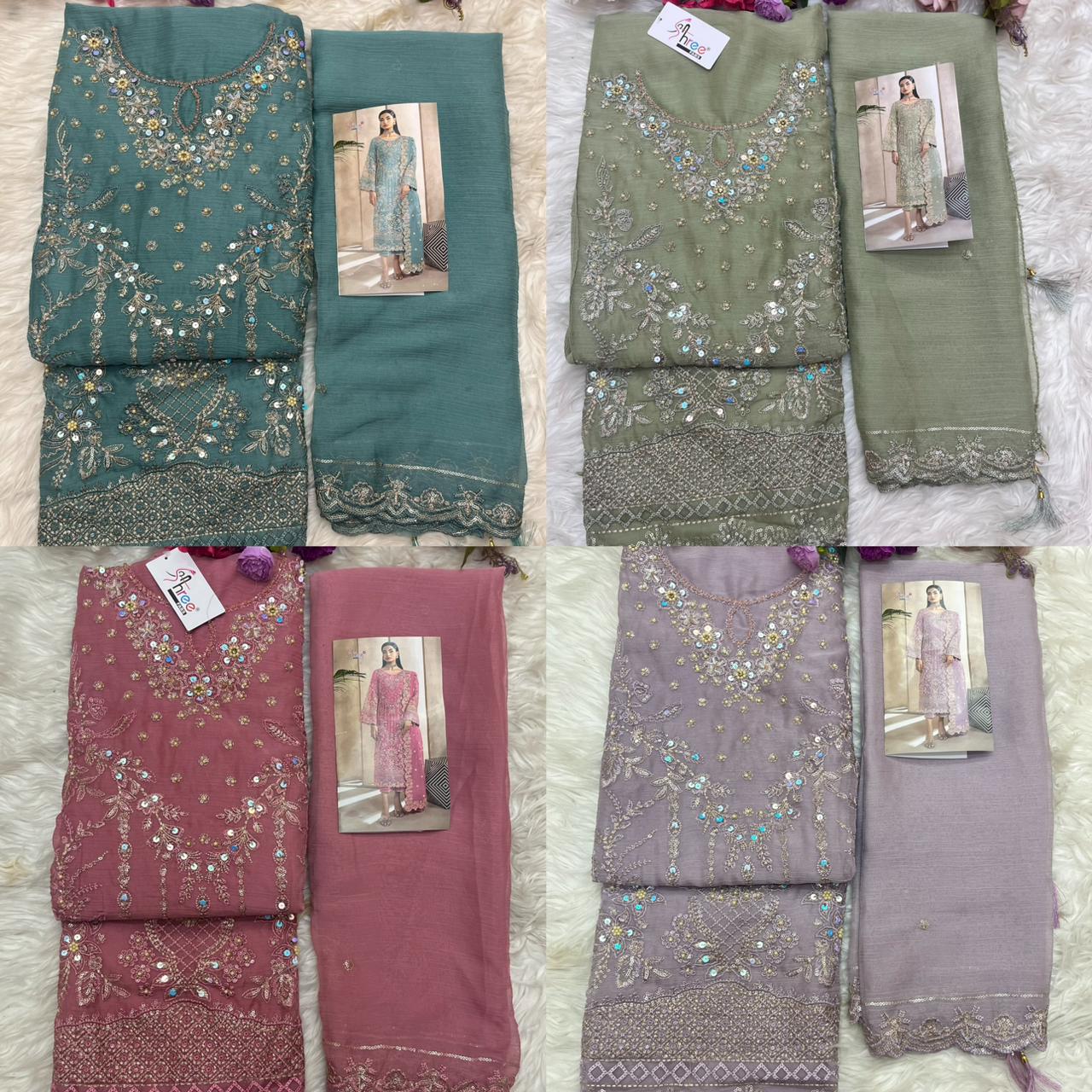 Sf 5579 Shree Fabs Chiffon Pakistani Salwar Suits Wholesaler