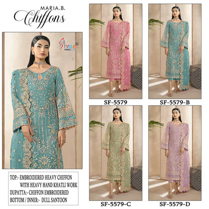Sf 5579 Shree Fabs Chiffon Pakistani Salwar Suits Wholesaler