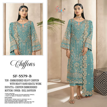 Sf 5579 Shree Fabs Chiffon Pakistani Salwar Suits Wholesaler