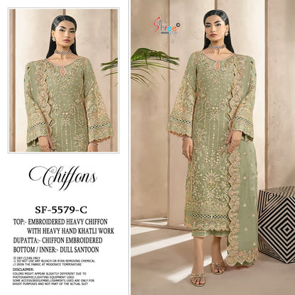 Sf 5579 Shree Fabs Chiffon Pakistani Salwar Suits Wholesaler