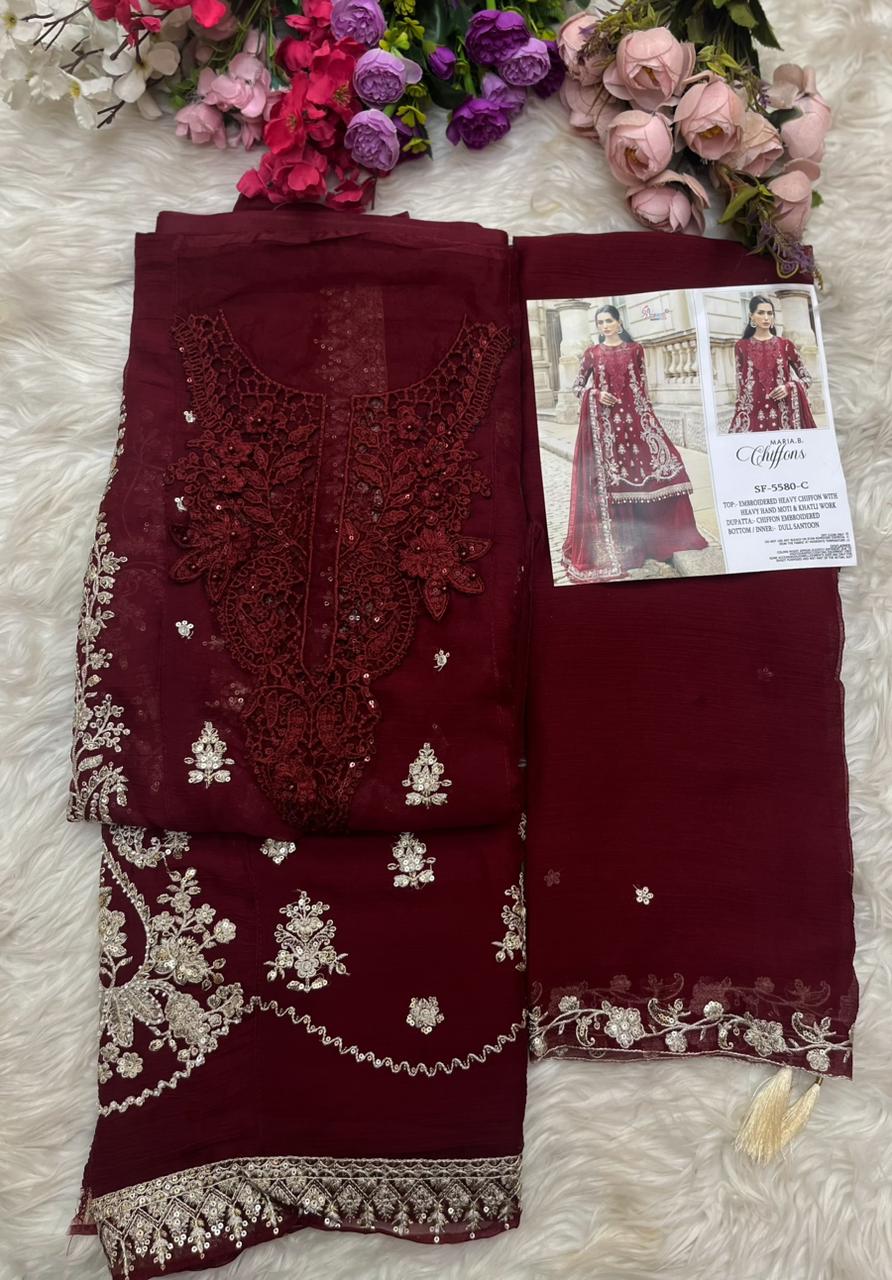 Sf 5580 Shree Fabs Chiffon Pakistani Salwar Suits Wholesale Rate