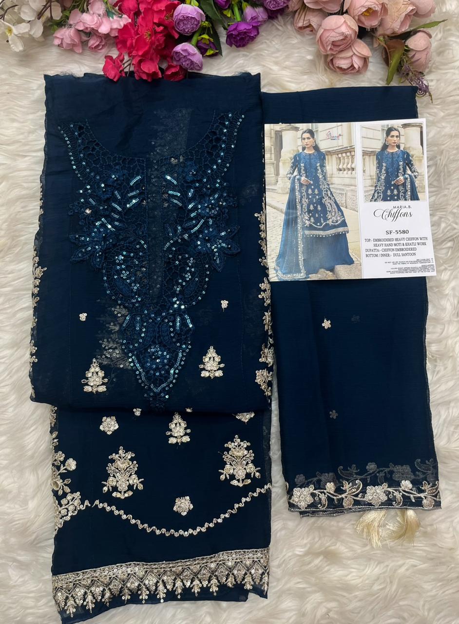 Sf 5580 Shree Fabs Chiffon Pakistani Salwar Suits Wholesale Rate