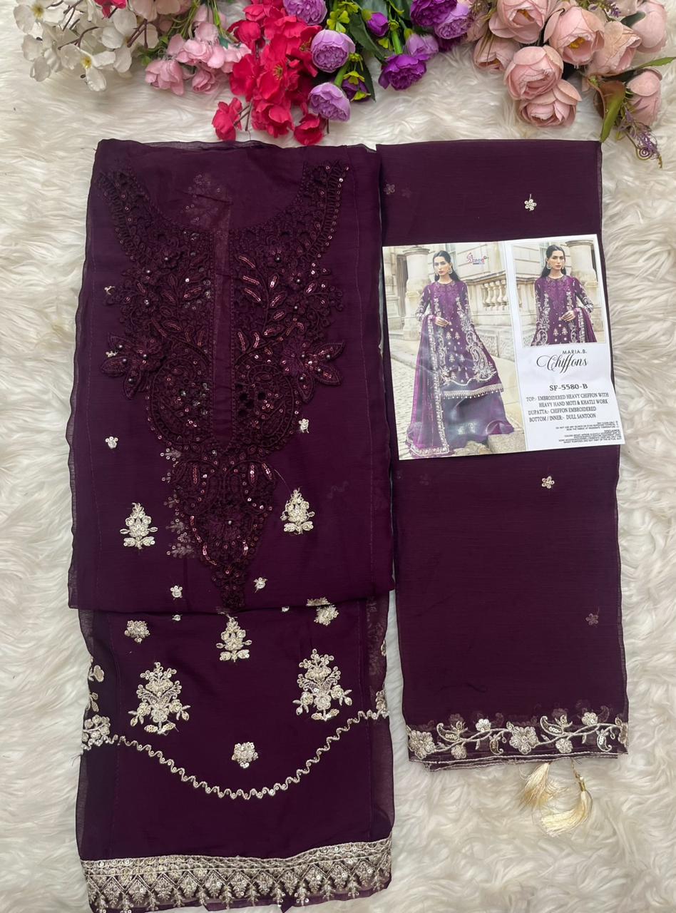 Sf 5580 Shree Fabs Chiffon Pakistani Salwar Suits Wholesale Rate