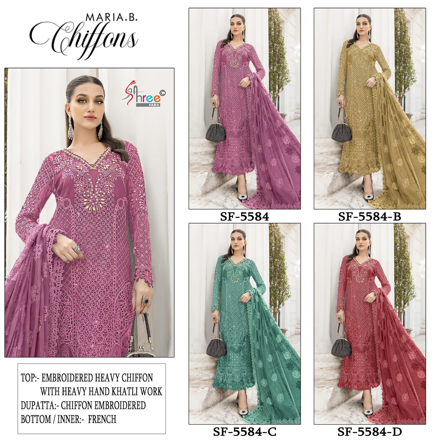 Sf 5584 Shree Fabs Chiffon Pakistani Salwar Suits Wholesale Price