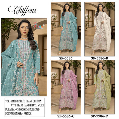 Sf 5586 Shree Fabs Chiffon Pakistani Salwar Suits Wholesaler Gujarat