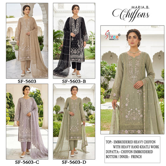 Sf 5603 Shree Fabs Chiffon Pakistani Salwar Suits Exporter