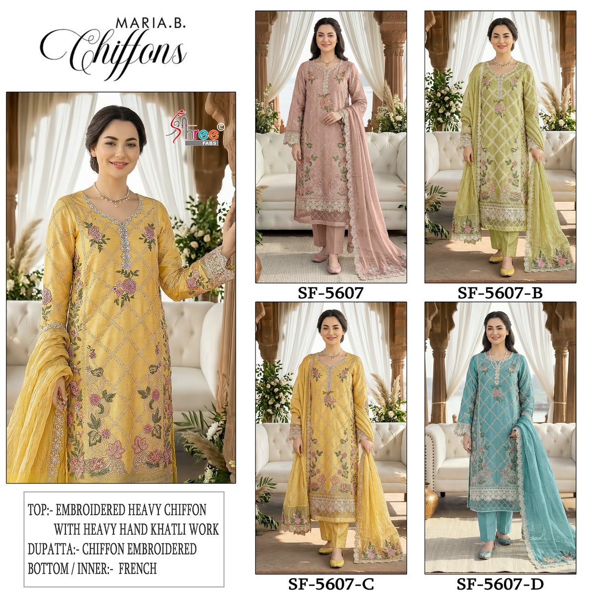 Sf 5607 Shree Fabs Chiffon Pakistani Salwar Suits Exporter Ahmedabad