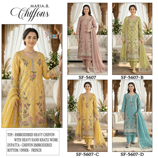 Sf 5607 Shree Fabs Chiffon Pakistani Salwar Suits Exporter Ahmedabad