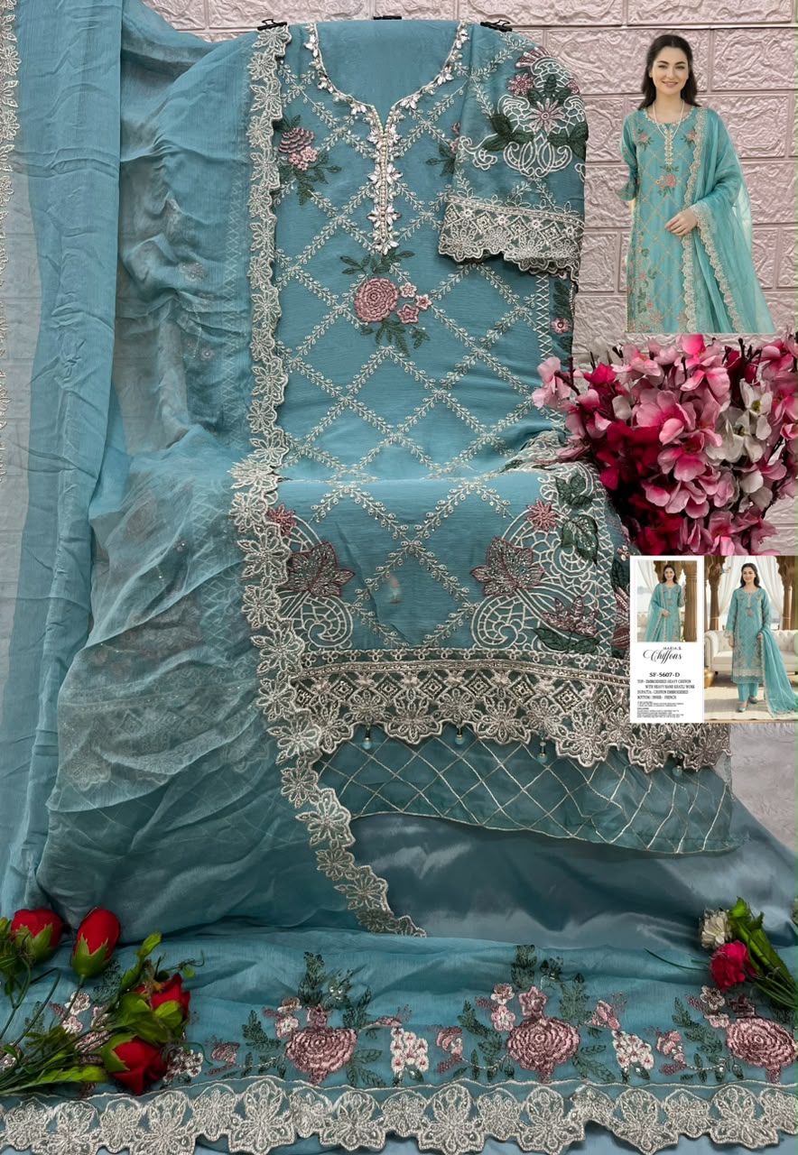 Sf 5607 Shree Fabs Chiffon Pakistani Salwar Suits Exporter Ahmedabad
