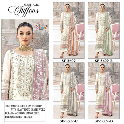 Sf 5609 Shree Fabs Chiffon Pakistani Salwar Suits Exporter India