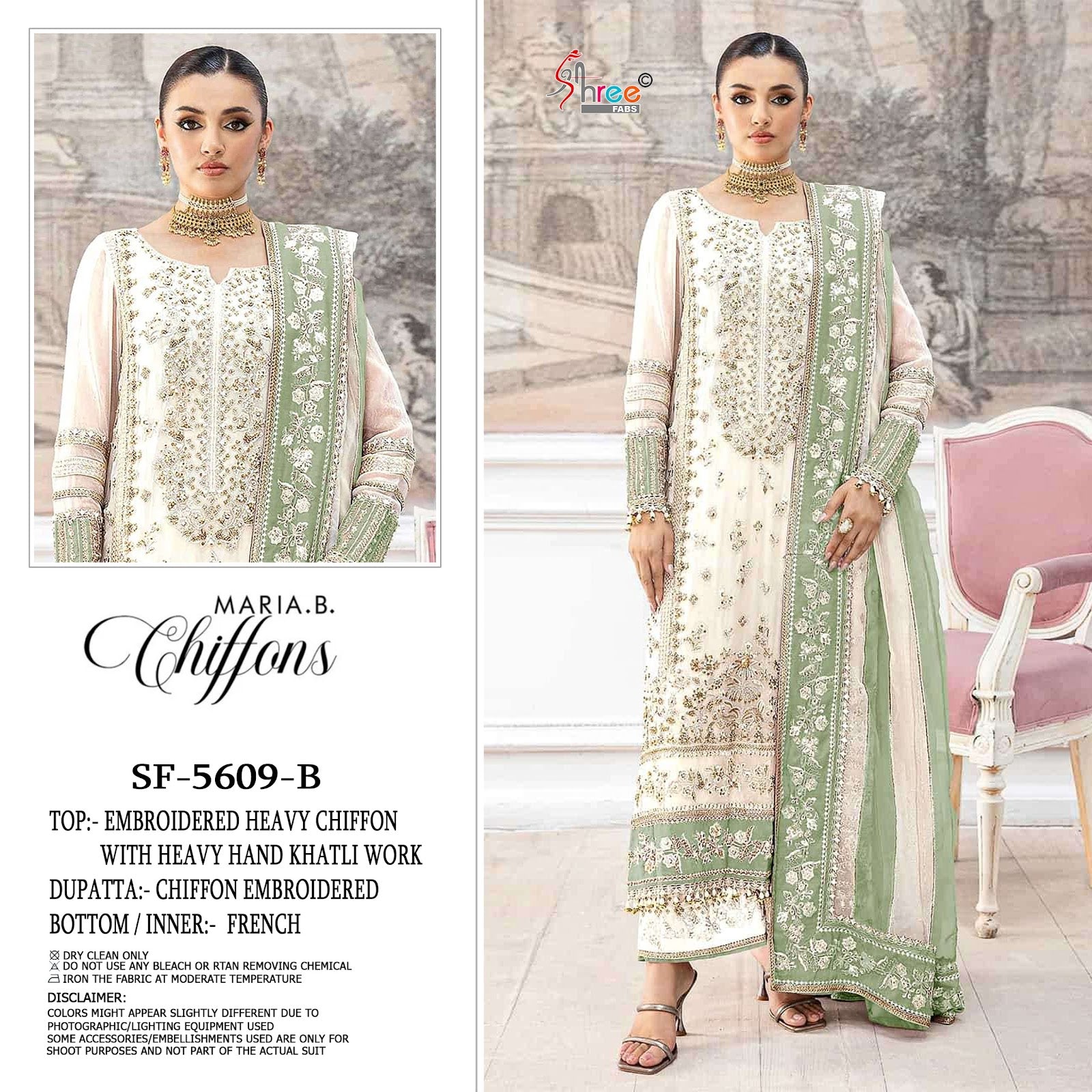 Sf 5609 Shree Fabs Chiffon Pakistani Salwar Suits Exporter India