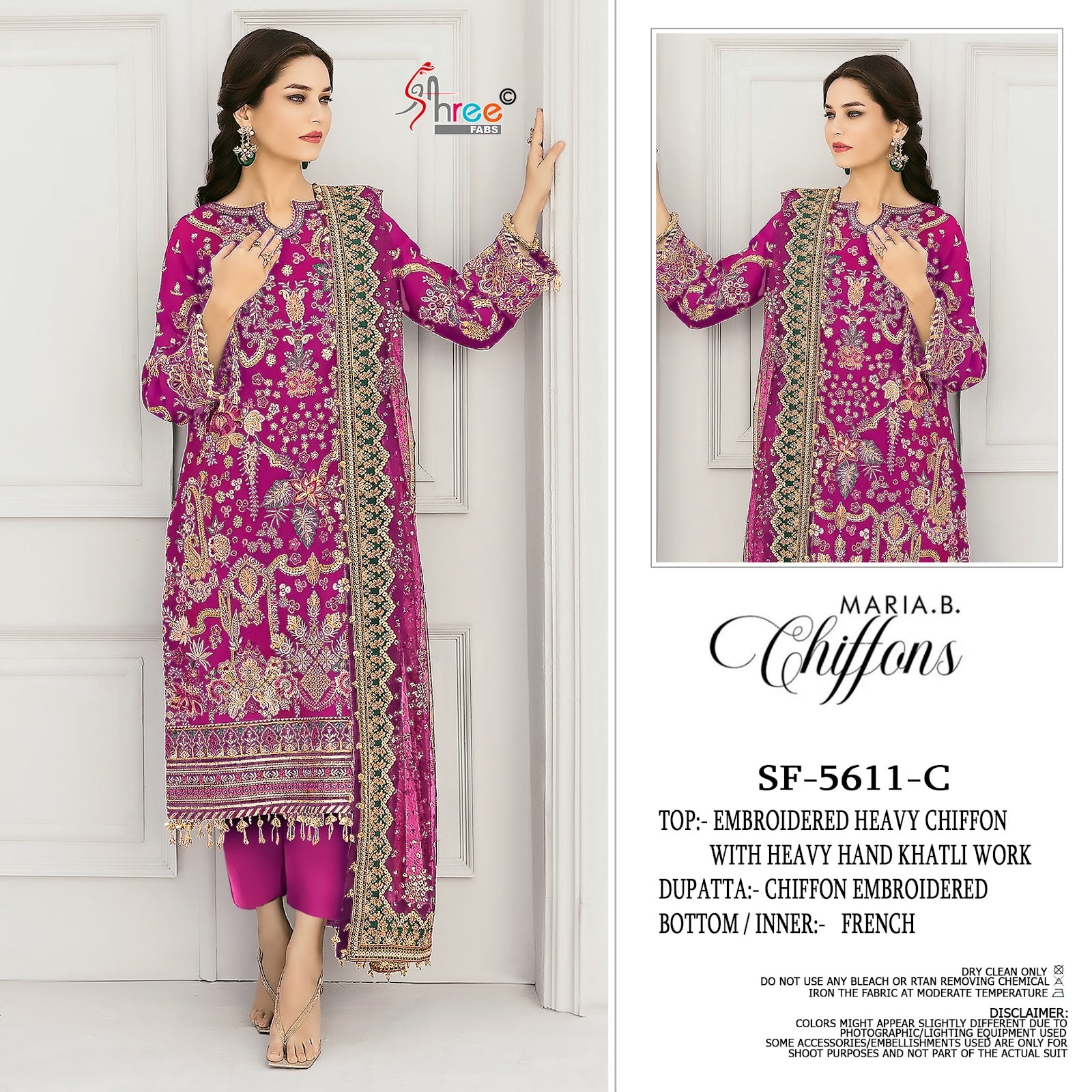 Sf 5611 Shree Fabs Chiffon Pakistani Salwar Suits Wholesale