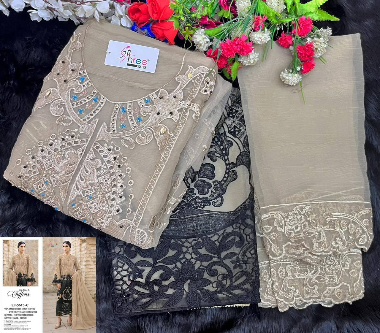Sf 5615 Shree Fabs Chiffon Pakistani Salwar Suits Wholesaler Gujarat