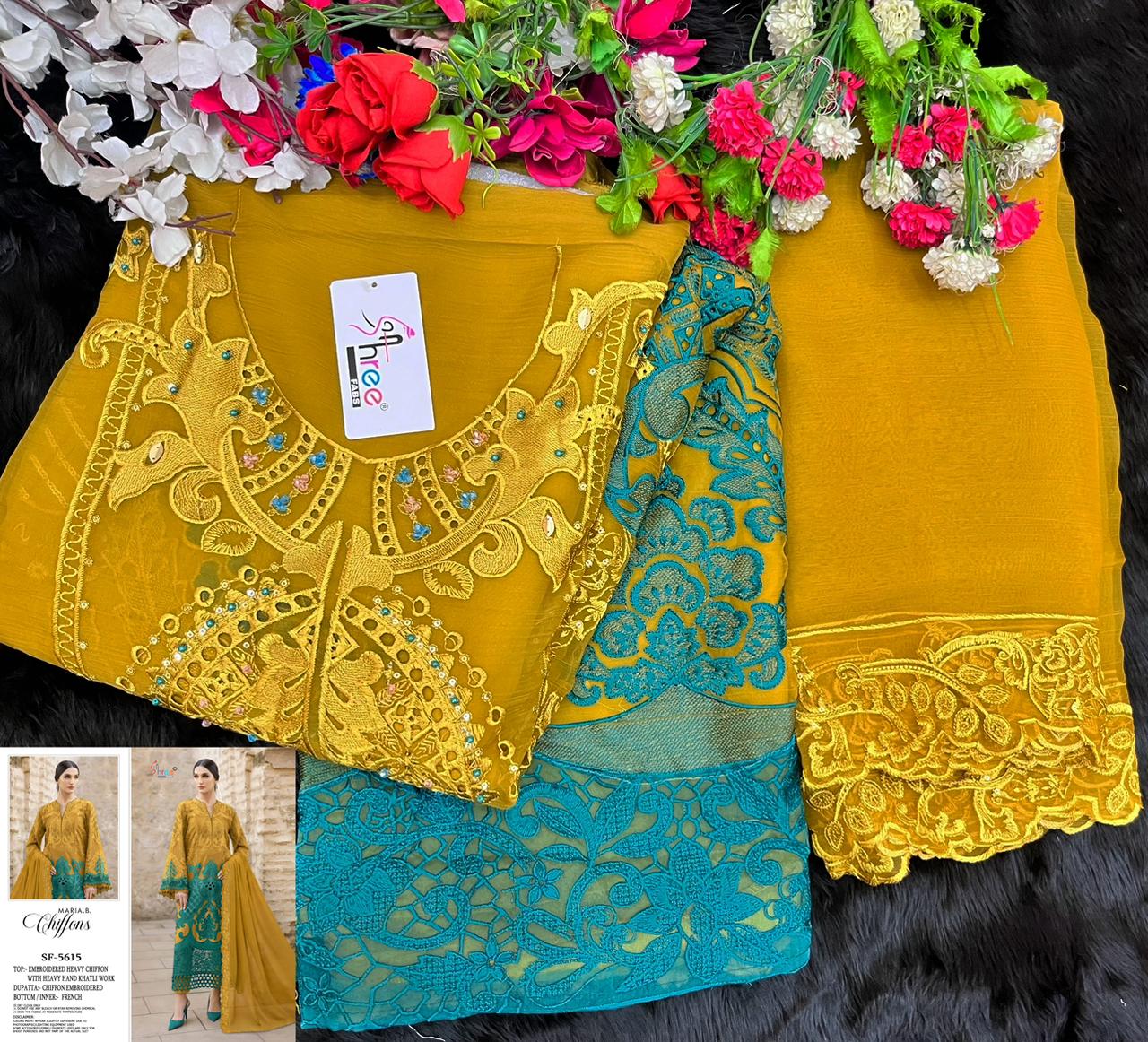 Sf 5615 Shree Fabs Chiffon Pakistani Salwar Suits Wholesaler Gujarat