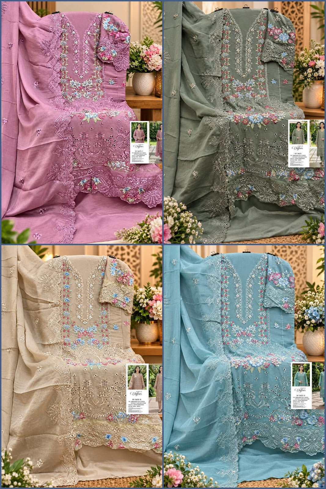Sf 5622 Shree Fabs Chiffon Pakistani Salwar Suits Wholesale Rate