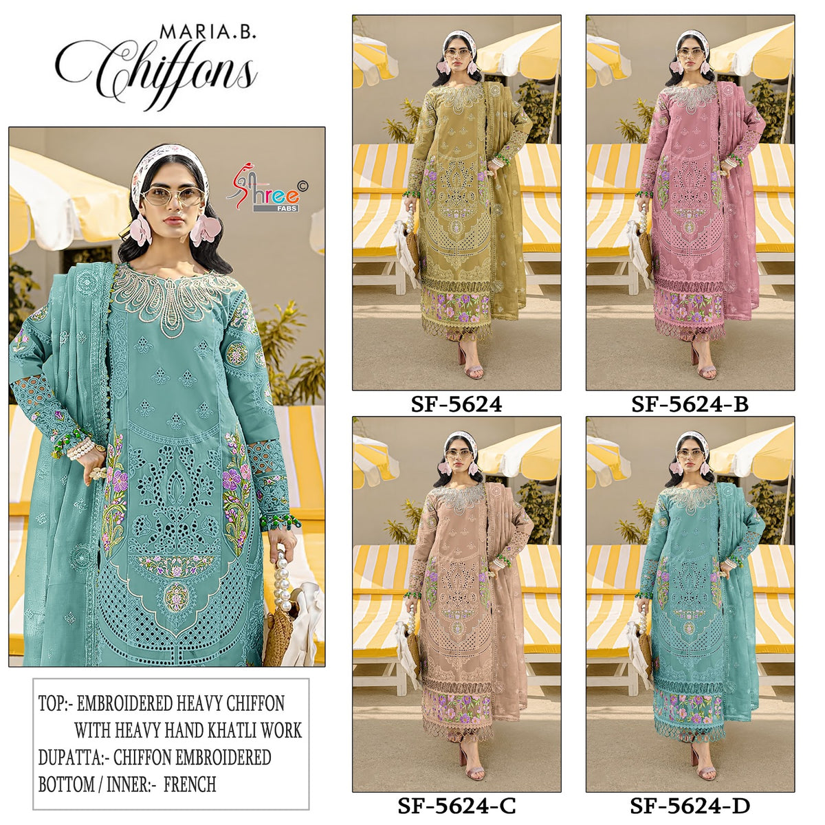 Sf 5624 Shree Fabs Chiffon Pakistani Salwar Suits Exporter Gujarat
