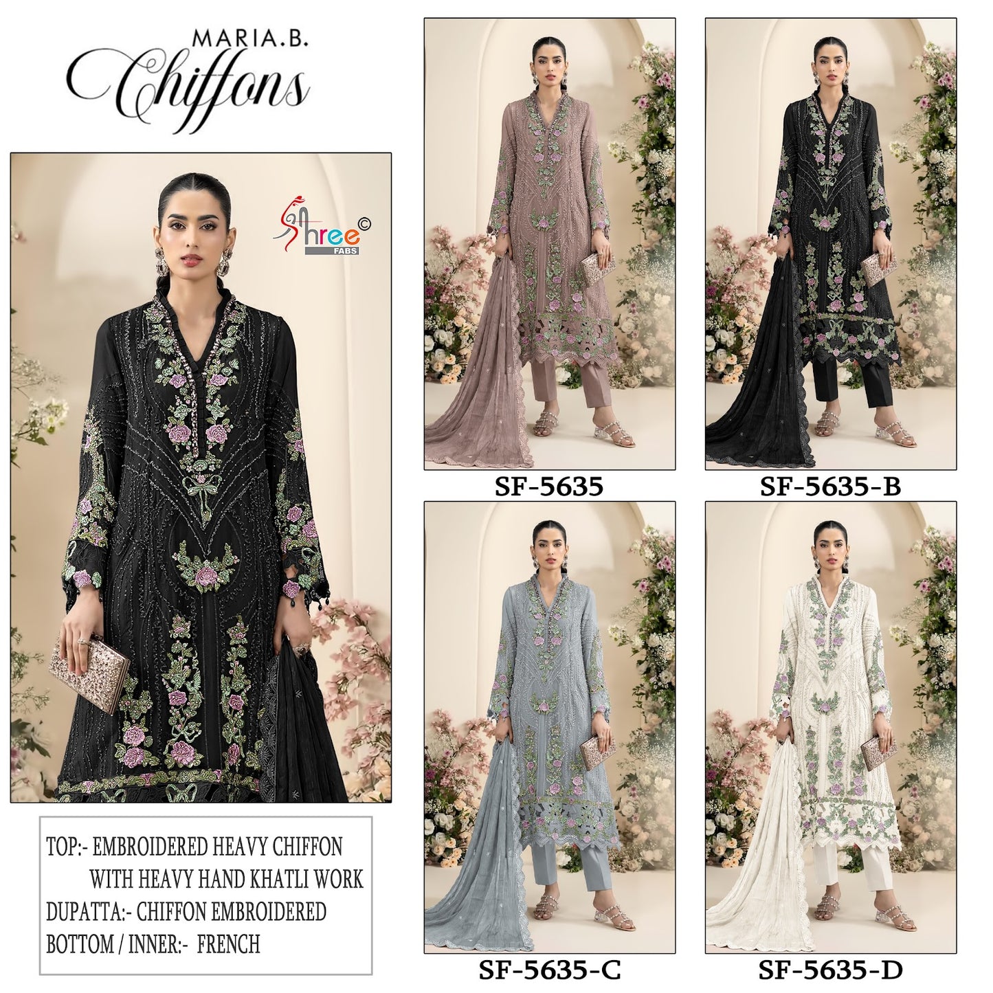 Sf 5635 Shree Fabs Chiffon Pakistani Salwar Suits Wholesaler Gujarat