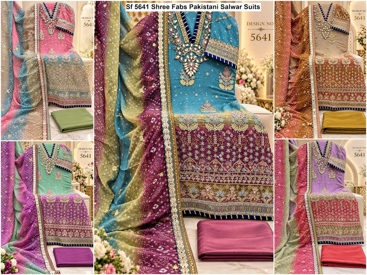 Sf 5641 Shree Fabs Chiffon Pakistani Salwar Suits Exporter