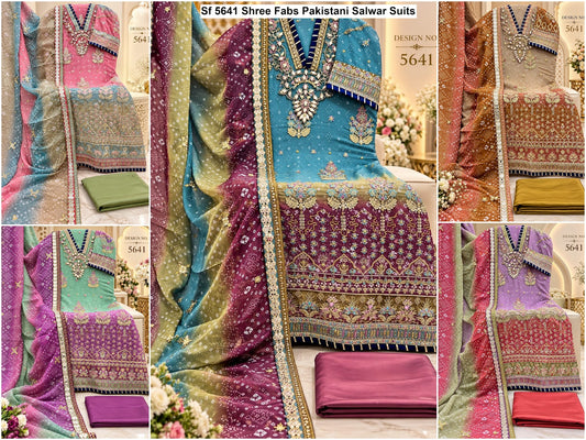 Sf 5641 Shree Fabs Chiffon Pakistani Salwar Suits Exporter