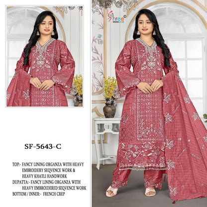 Sf 5643 Shree Fabs Organza Pakistani Salwar Suits Manufacturer India