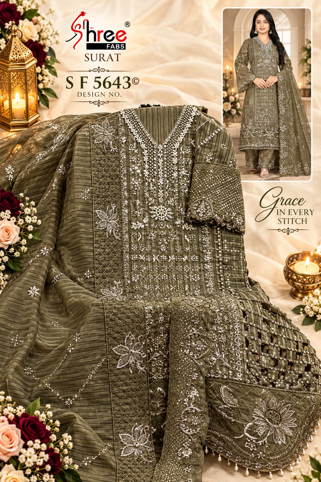 Sf 5643 Shree Fabs Organza Pakistani Salwar Suits Manufacturer India