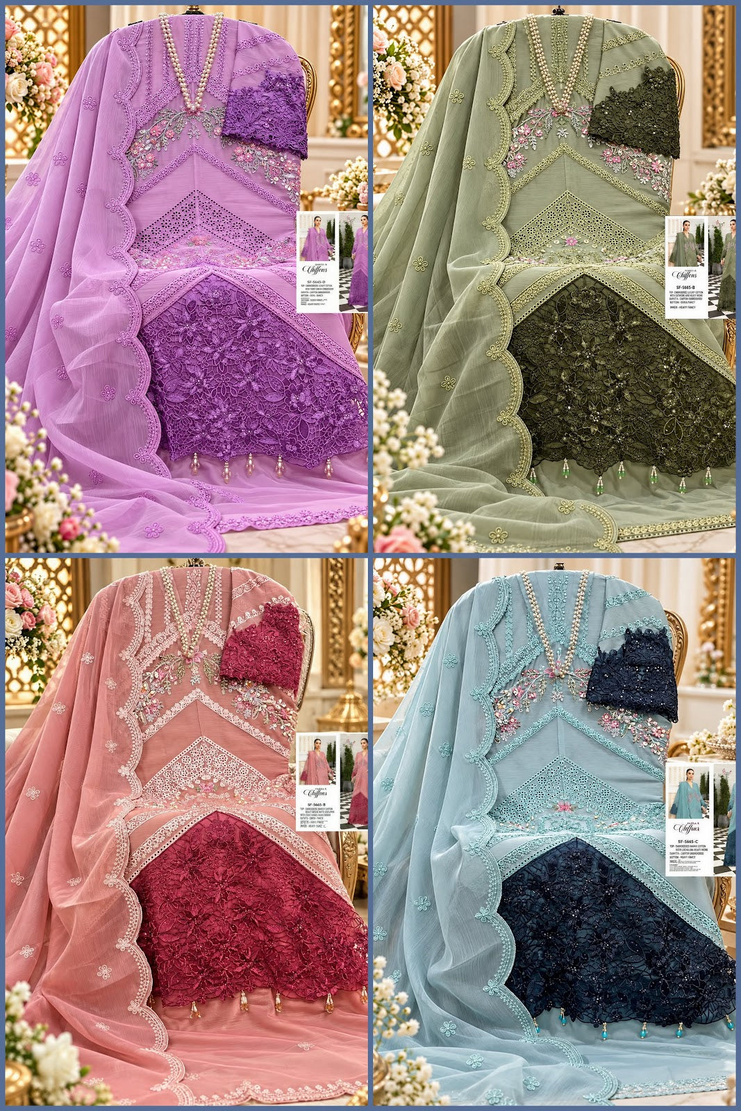 Sf 5645 Shree Fabs Chiffon Pakistani Salwar Suits Supplier India