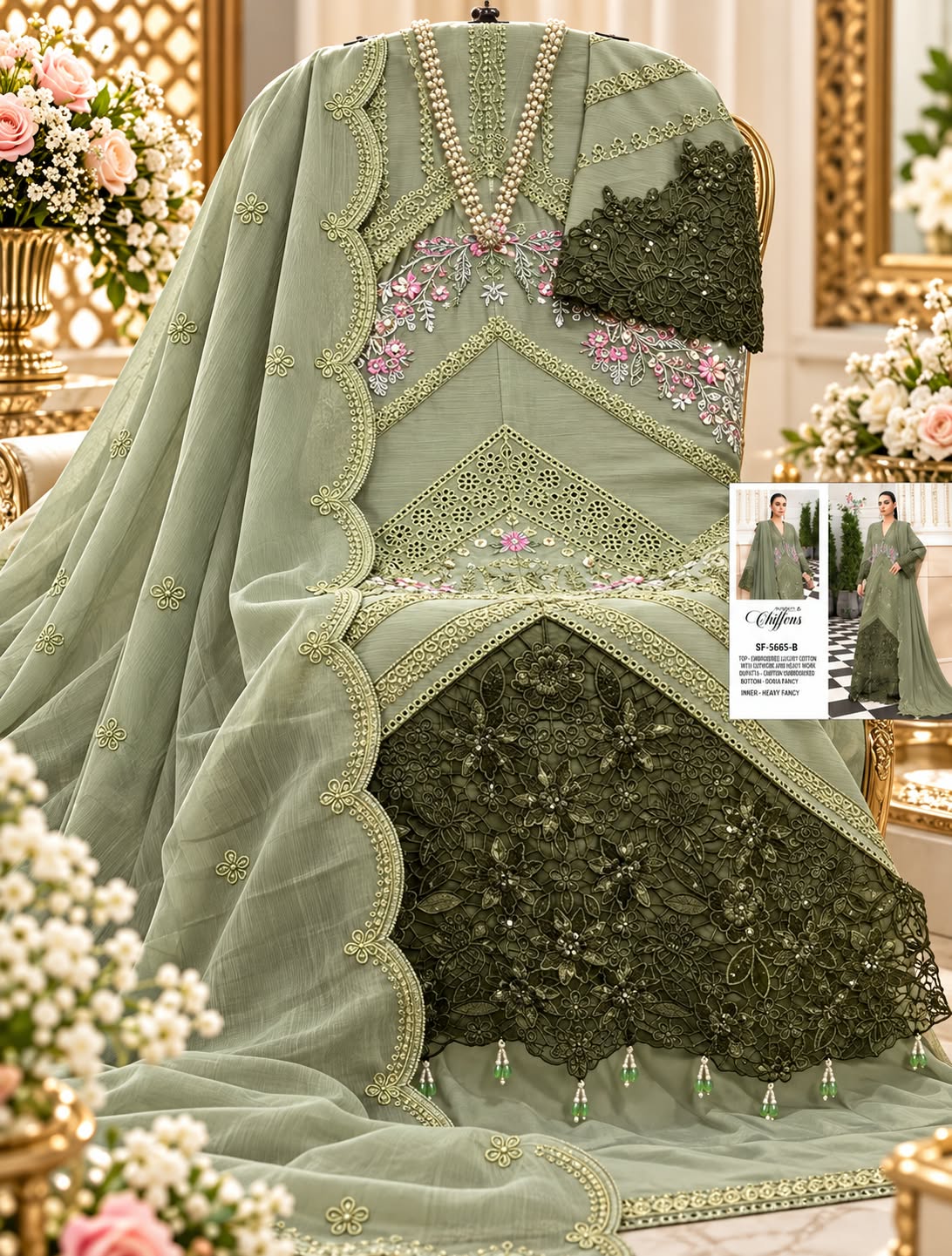 Sf 5645 Shree Fabs Chiffon Pakistani Salwar Suits Supplier India