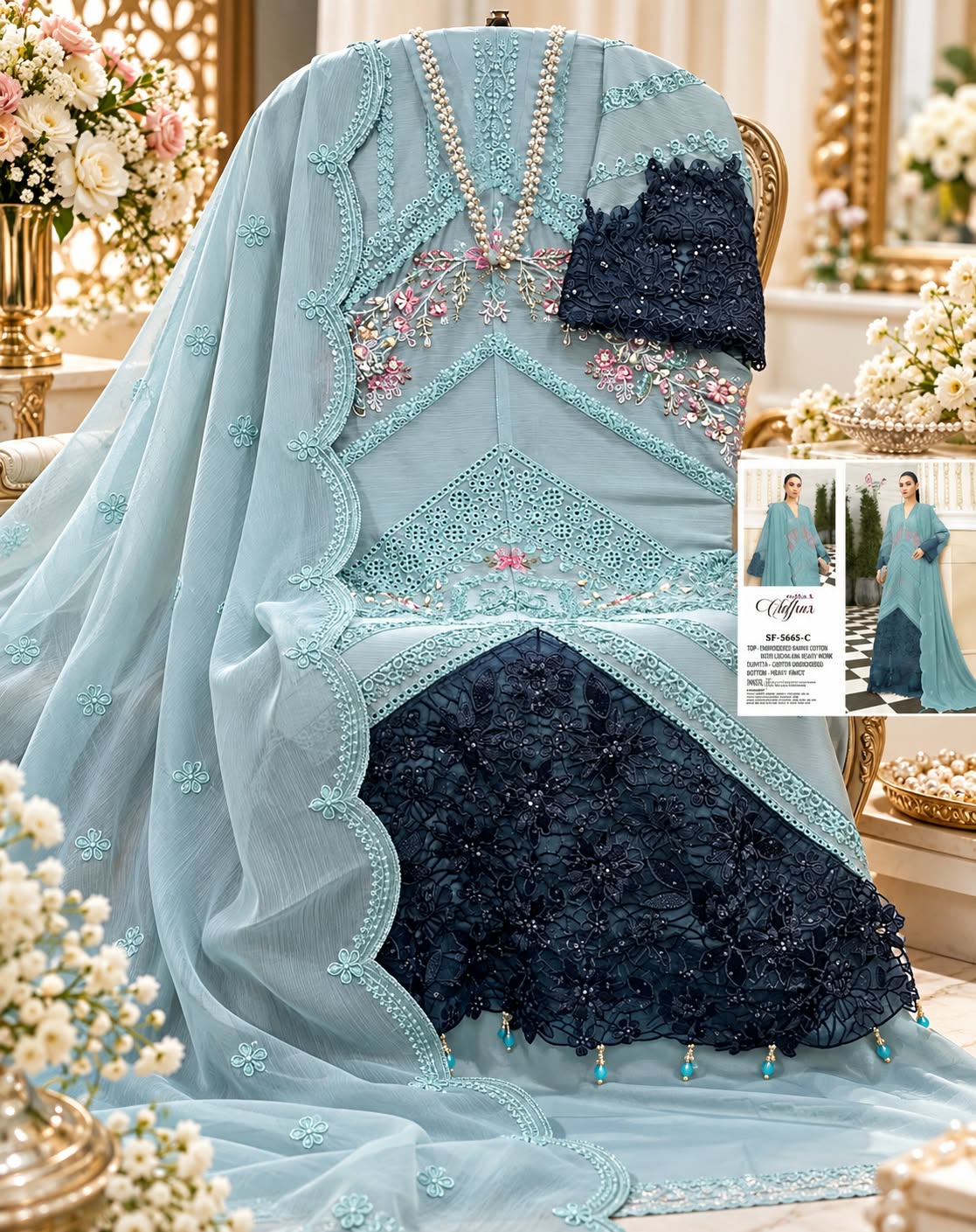 Sf 5645 Shree Fabs Chiffon Pakistani Salwar Suits Supplier India