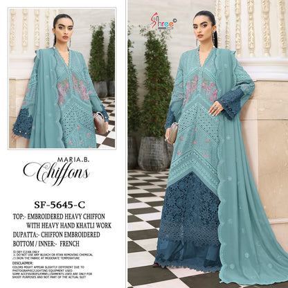 Sf 5645 Shree Fabs Chiffon Pakistani Salwar Suits Supplier India