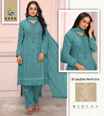 Sf Saleha 01Abcd Safa Creation Georgette Pakistani Salwar Suits Supplier Gujarat