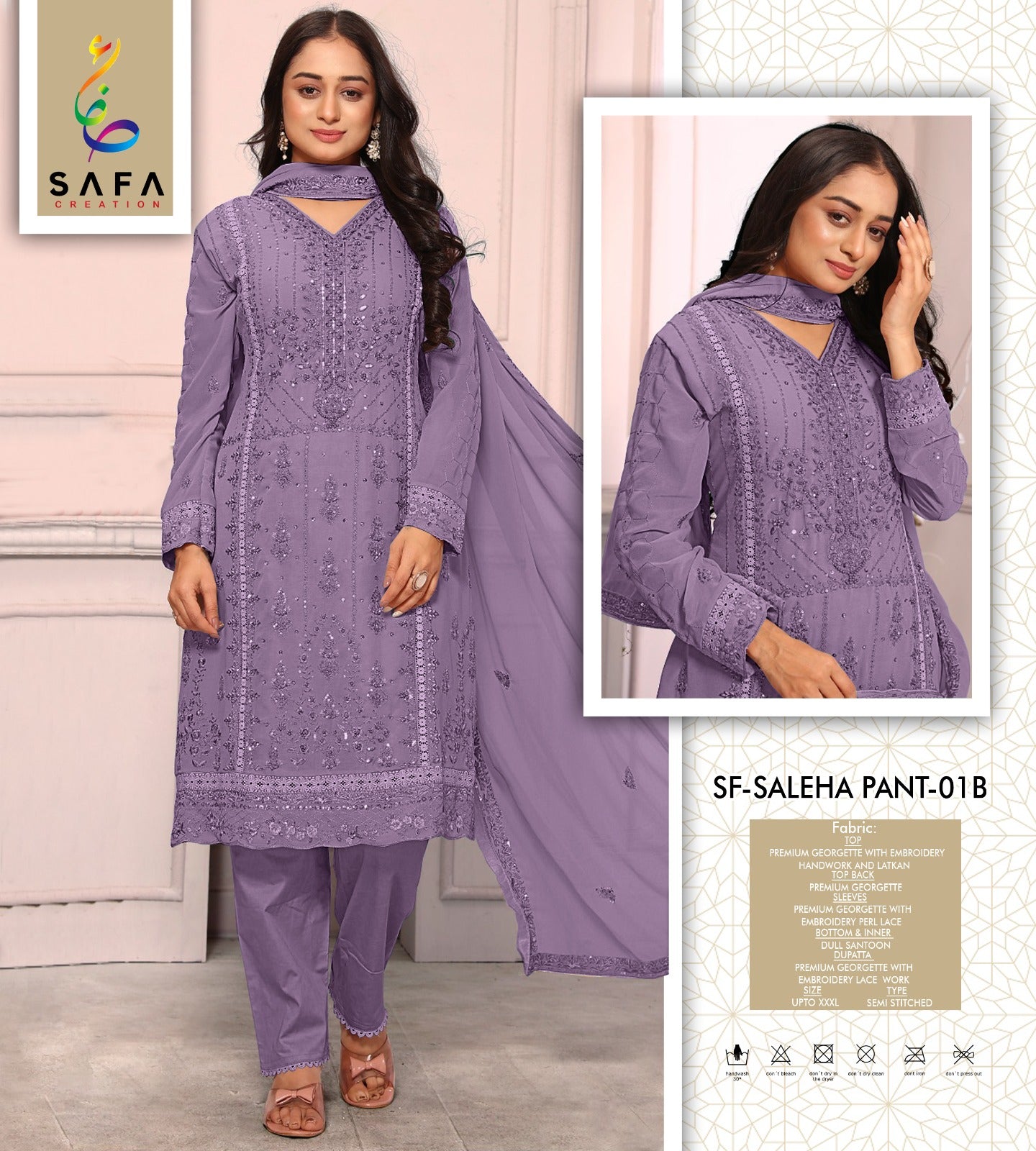 Sf Saleha 01Abcd Safa Creation Georgette Pakistani Salwar Suits Supplier Gujarat