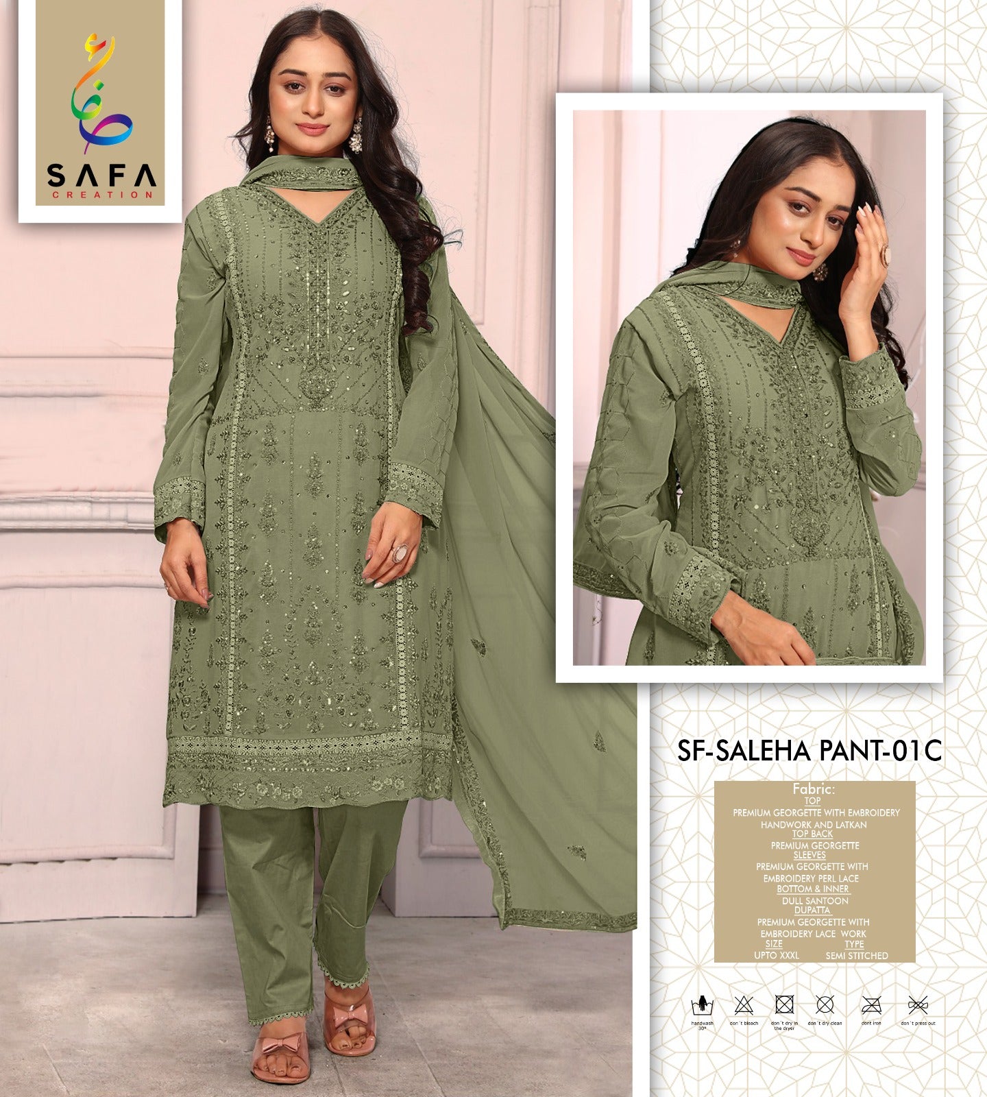 Sf Saleha 01Abcd Safa Creation Georgette Pakistani Salwar Suits Supplier Gujarat