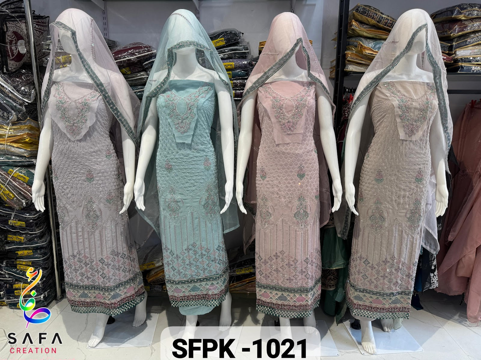 Sfpk-1021 Safa Creation Georgette Pakistani Salwar Suits Exporter Ahmedabad