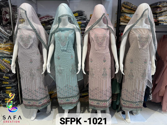 Sfpk-1021 Safa Creation Georgette Pakistani Salwar Suits Exporter Ahmedabad