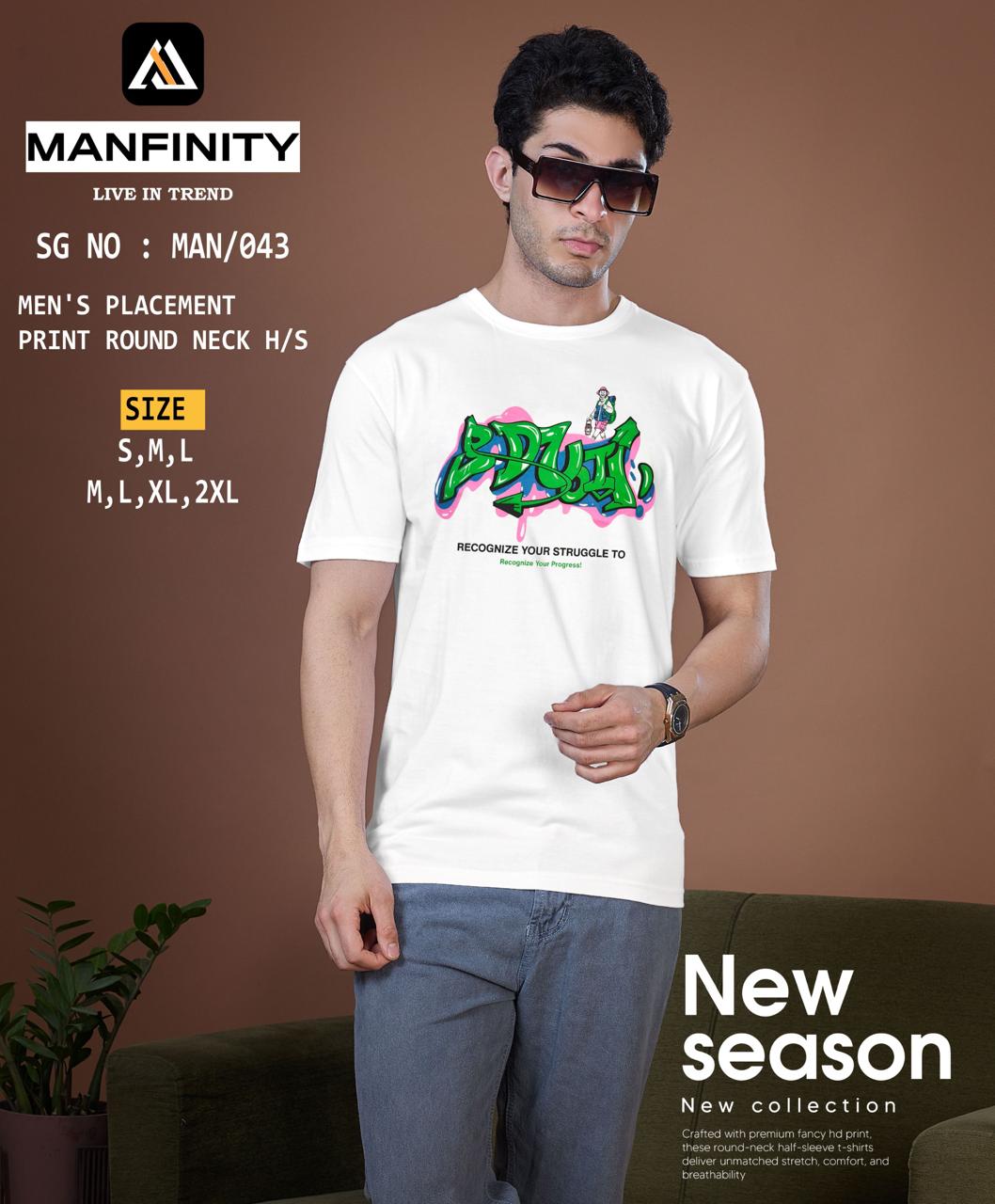 Sg No 043 Manfinity Cotton Biowashed Mens Tshirts Exporter India