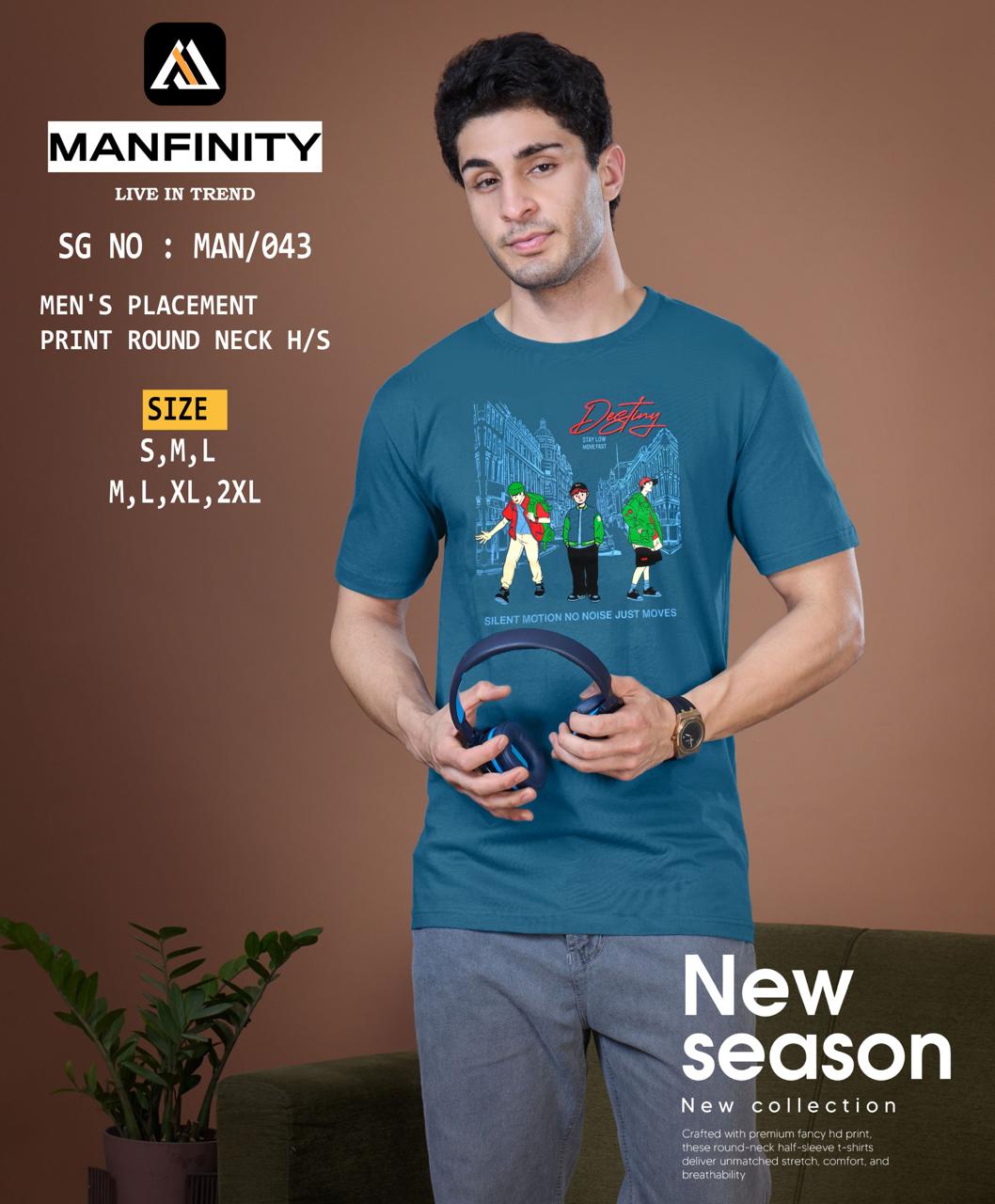 Sg No 043 Manfinity Cotton Biowashed Mens Tshirts Exporter India