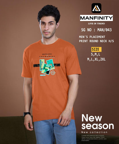 Sg No 043 Manfinity Cotton Biowashed Mens Tshirts Exporter India