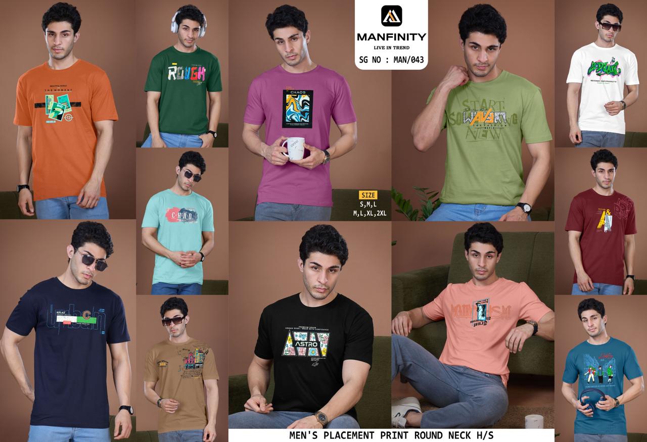 Sg No 043 Manfinity Cotton Biowashed Mens Tshirts Exporter India