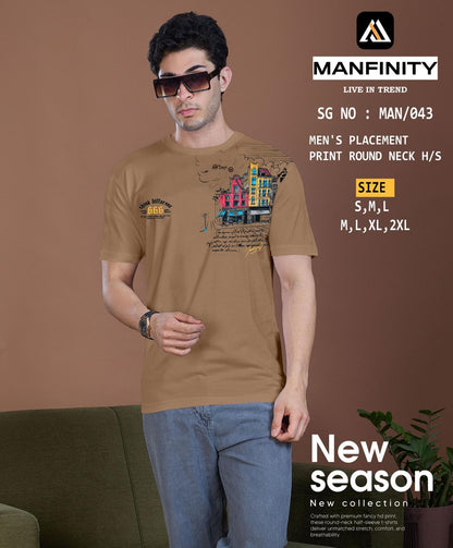 Sg No 043 Manfinity Cotton Biowashed Mens Tshirts Exporter India