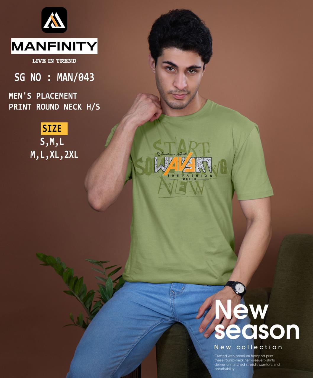 Sg No 043 Manfinity Cotton Biowashed Mens Tshirts Exporter India