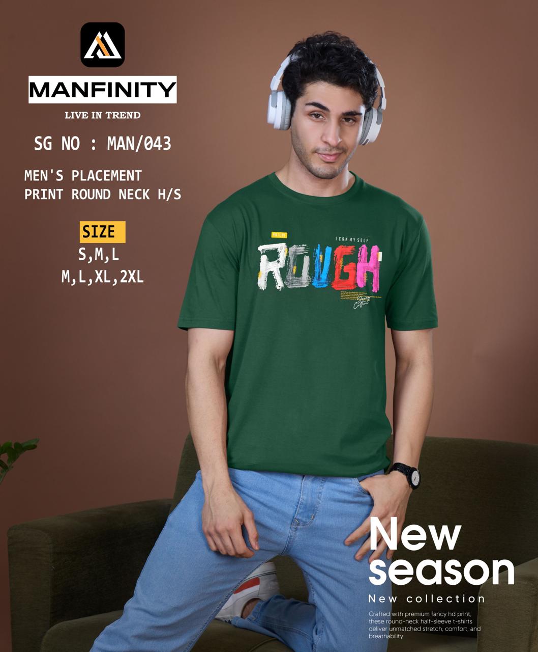 Sg No 043 Manfinity Cotton Biowashed Mens Tshirts Exporter India