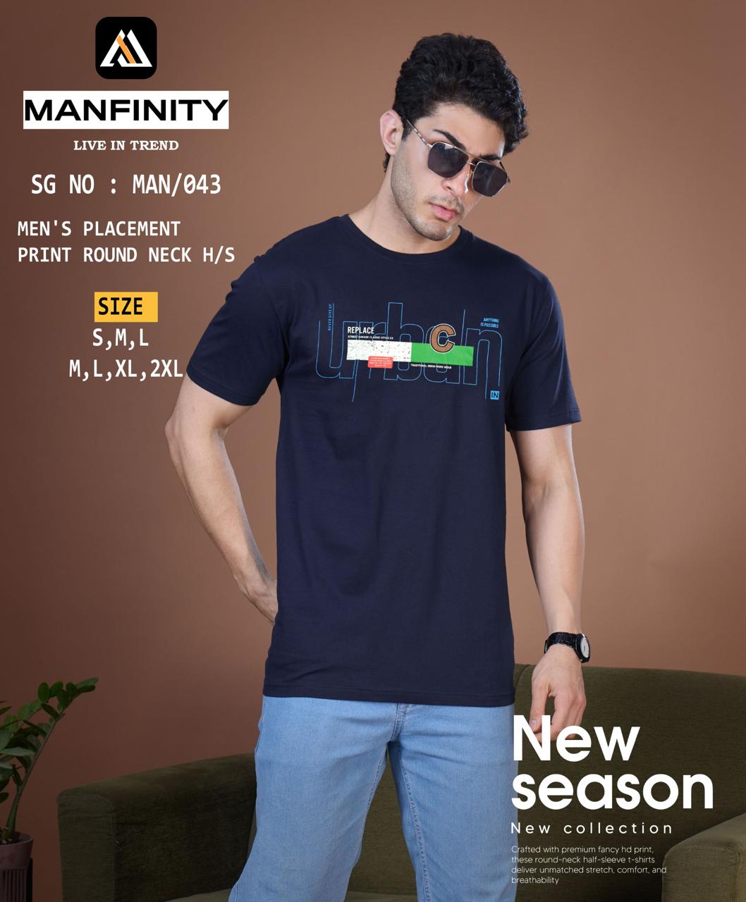 Sg No 043 Manfinity Cotton Biowashed Mens Tshirts Exporter India