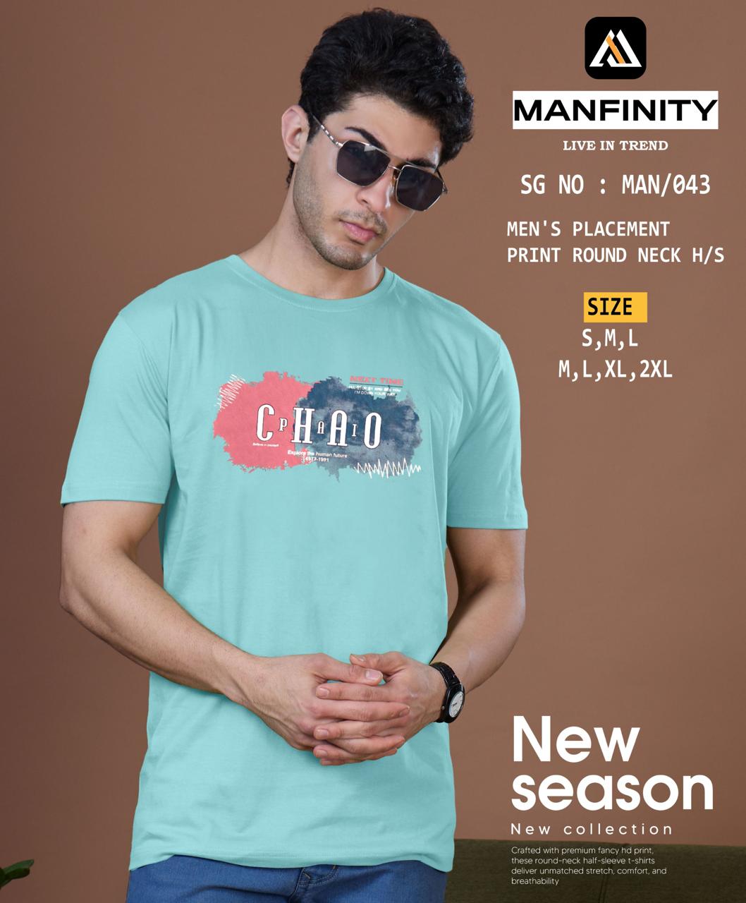 Sg No 043 Manfinity Cotton Biowashed Mens Tshirts Exporter India